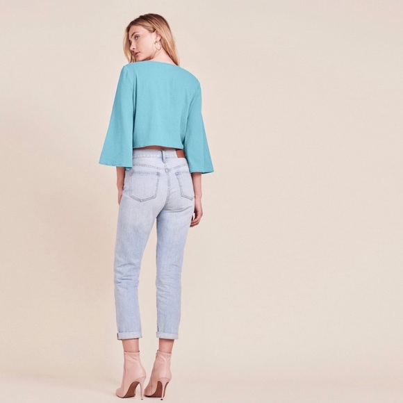 Jack by BB Dakota Tie Front Malia Top Blue Size Small NWT - Picture 3 of 3